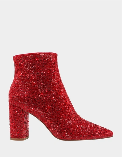 Shop Betsey Johnson Cady Rhinestone Bootie In Red