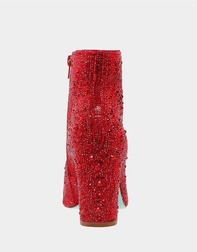 Shop Betsey Johnson Cady Rhinestone Bootie In Red