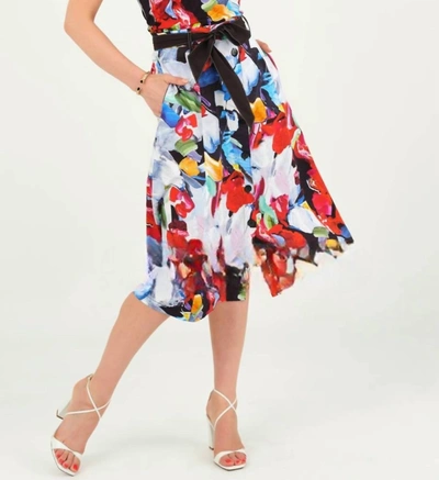 Shop Dolcezza A-line Button Skirt In Red/black/multi