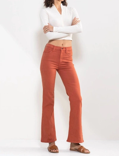Sneak Peek High Rise Solid Slim Bootcut Jeans In Rust In Multi
