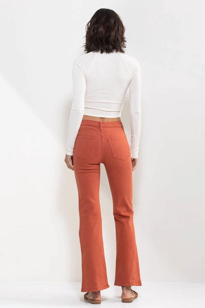 Sneak Peek High Rise Solid Slim Bootcut Jeans In Rust In Multi