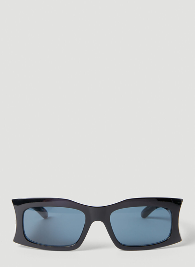 Shop Balenciaga Hourglass Rectangle Sunglasses In Black