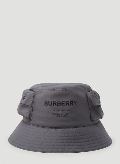 Shop Burberry Twin Pocket Bucket Hat In Grey