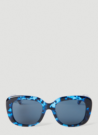 Shop Balenciaga Monaco Square Tortoiseshell Sunglasses In Blue