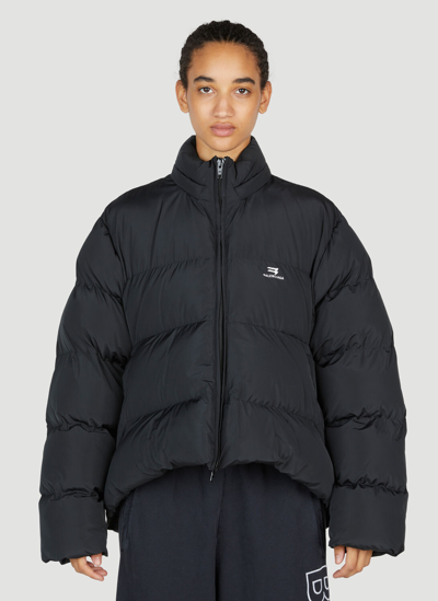 Shop Balenciaga Shrunk Puffer Jacket In Black