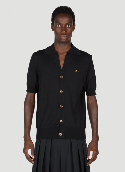 Shop Vivienne Westwood Polo Short Sleeve Cardigan In Black