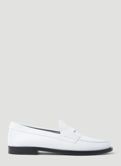 Shop Burberry Rupert Penny Loafers In White