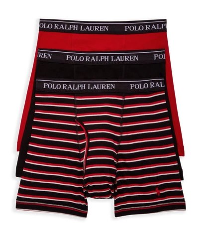 Shop Polo Ralph Lauren Classic Fit Cotton Wicking Boxer Brief 3-pack In Black,red,stripe
