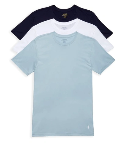 Shop Polo Ralph Lauren Classic Fit Cotton Wicking Crew T-shirt 3-pack In Navy,blue,white