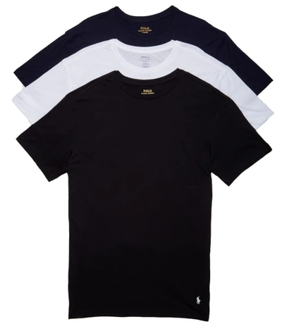 Shop Polo Ralph Lauren Classic Fit Cotton Wicking Crew T-shirt 3-pack In Black,white,navy