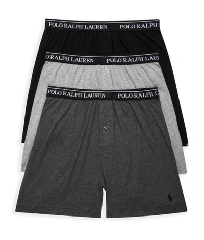 Shop Polo Ralph Lauren Classic Fit Cotton Wicking Knit Boxers 3-pack In Black,grey Combo