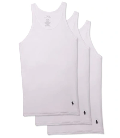 Shop Polo Ralph Lauren Classic Fit Cotton Wicking Tanks 3-pack In White