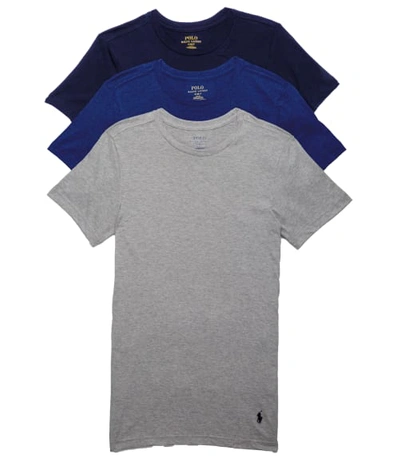 Shop Polo Ralph Lauren Slim Fit Cotton Wicking T-shirt 3-pack In Navy,blue,grey