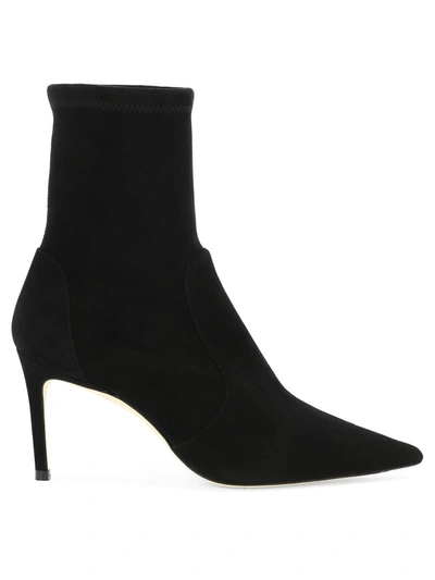 Stuart Weitzman Black Ankle Boots With Stiletto Heel And Zip Closure On The Side In Suede Woman In Black