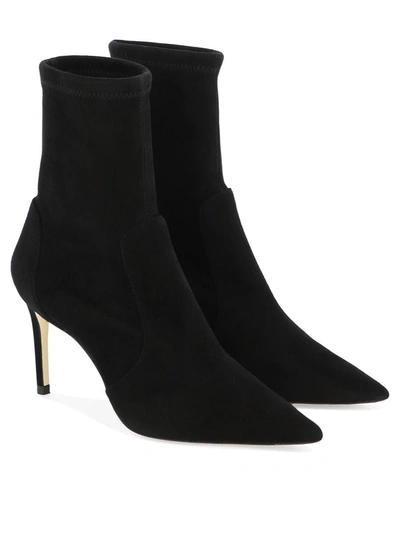 Stuart Weitzman Black Ankle Boots With Stiletto Heel And Zip Closure On The Side In Suede Woman In Black