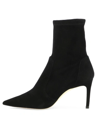 Stuart Weitzman Black Ankle Boots With Stiletto Heel And Zip Closure On The Side In Suede Woman In Black