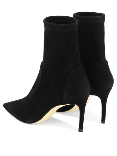 Stuart Weitzman Black Ankle Boots With Stiletto Heel And Zip Closure On The Side In Suede Woman In Black