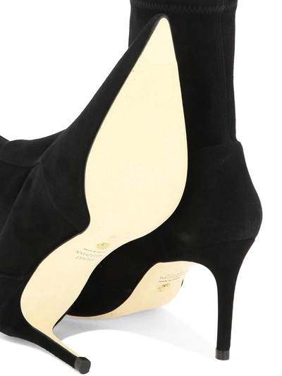 Stuart Weitzman Black Ankle Boots With Stiletto Heel And Zip Closure On The Side In Suede Woman In Black