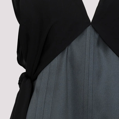 Shop Bottega Veneta Fluid Silk Midi Dress In Black