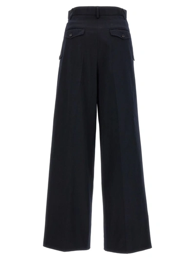 Lanvin Blue Loose Leg Front Pleat Pants In Black