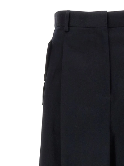 Lanvin Blue Loose Leg Front Pleat Pants In Black