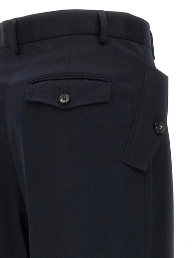 Lanvin Blue Loose Leg Front Pleat Pants In Black