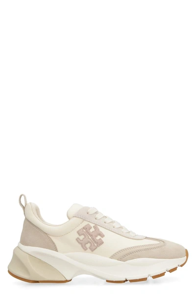 Shop Tory Burch Good Luck Leather Sneakers In Panna