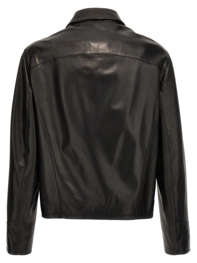 Shop Versace 'medusa' Leather Jacket In Black