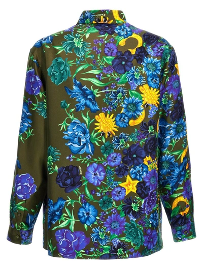 Shop Versace Floral Silk Shirt In Multicolor