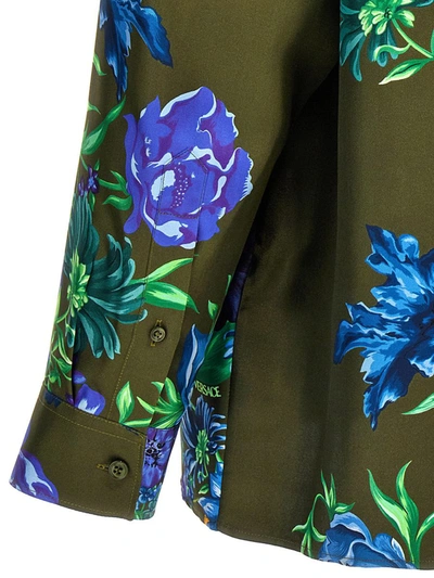 Shop Versace Floral Silk Shirt In Multicolor