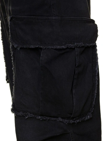 Shop Darkpark 'vivi' Black Oversized Cargo Jeans With Patch Pockets In Cotton Denim Woman