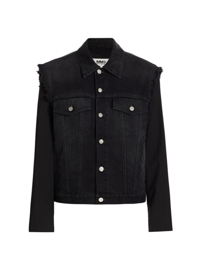 Shop Mm6 Maison Margiela Women's Combo Denim Jacket In Black