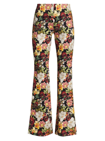 Shop Alice And Olivia Women's Brynlee Floral Bootcut Pants In Juniper Floral Black