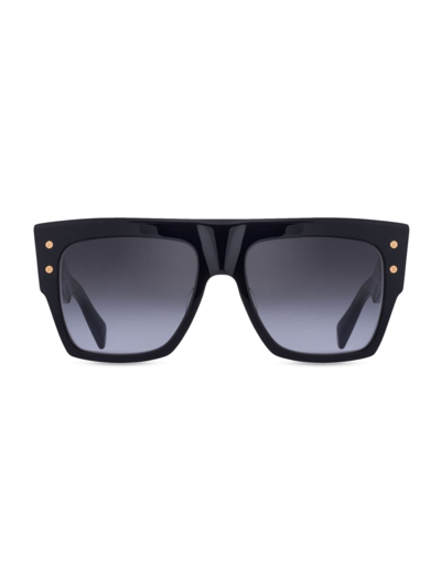 Shop Balmain B-i 56mm Square Sunglasses In Gold Black