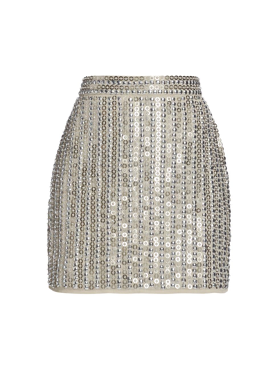 Shop Mac Duggal Women's Separates Sequin-embellished Miniskirt In Silver