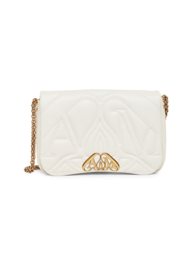 Shop Alexander Mcqueen Women's The Seal Quilted Leather Shoulder Bag In Soft Ivory
