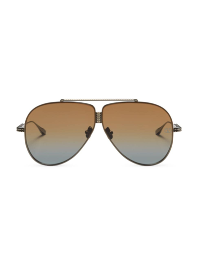 Shop Valentino Xvi 64mm Aviator Sunglasses In Black