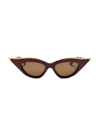 Shop Valentino Women's V-goldcut Ii 49mm Cat-eye Sunglasses In Brown