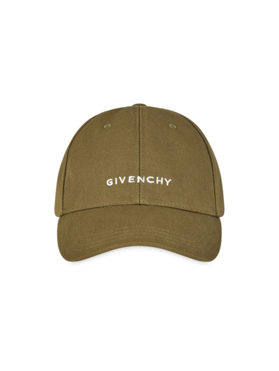 Shop Givenchy Men's Embroidered Cap In Rip And Repair Cotton In Dark Khaki