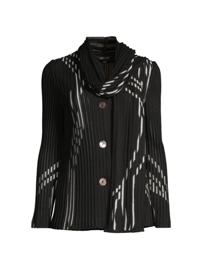 Shop Misook Women's Abstract Knit Jacket In Black New Ivory