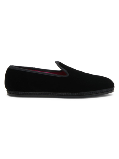Shop Tom Ford Men's Velvet Slip-on Loafers In Black