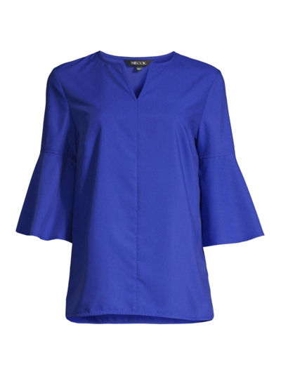 Shop Misook Women's Bell Sleeve Woven Blouse In Lyons Blue