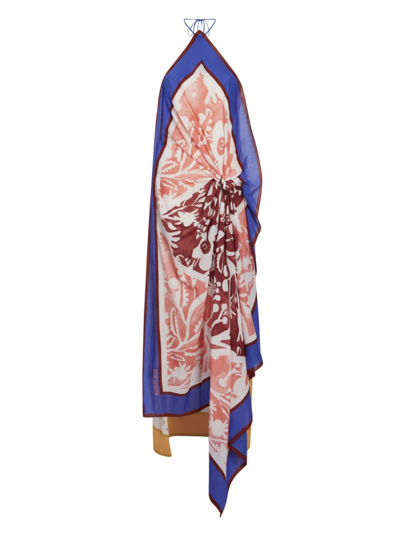 Shop Rosie Assoulin Women's Scarf Cotton Halterneck Maxi Dress In Guava