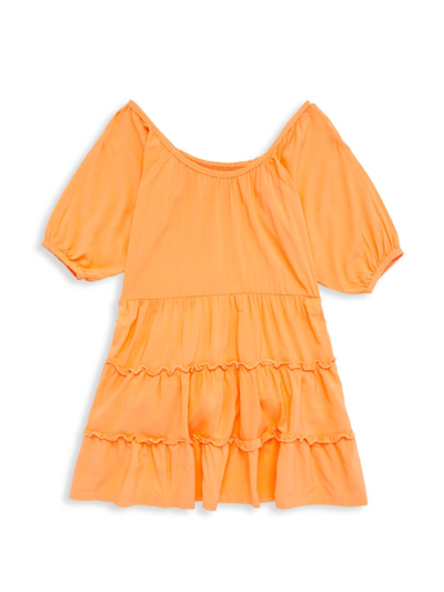 Shop Chaser Girl's Off-the-shoulder Tiered Dress In Creamsicle
