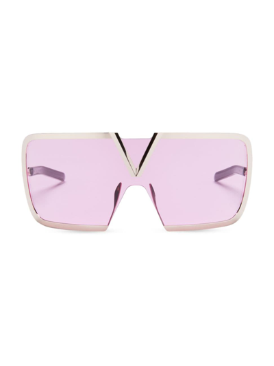 Shop Valentino V-romask 146mm Mask Sunglasses In Gold Pink