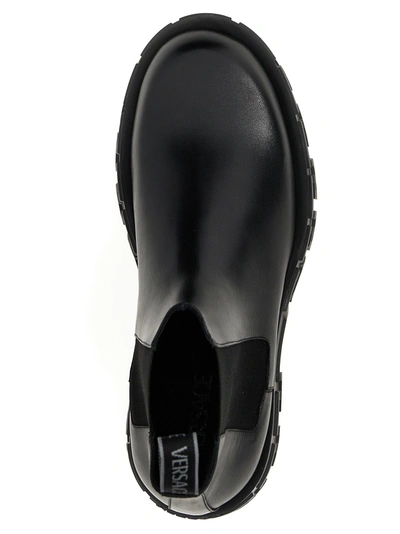 Shop Versace Greca Boots, Ankle Boots Black
