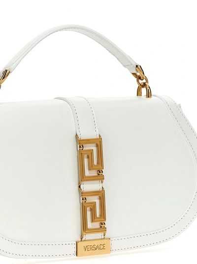 Shop Versace Greca Hand Bags White