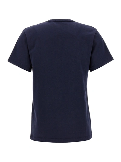 Shop Maison Kitsuné Logo Print T-shirt Blue