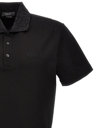 Shop Versace Logo Sequin  Shirt Polo Black