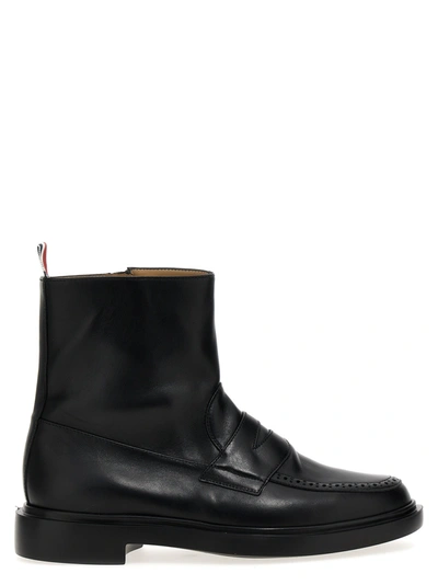 Shop Thom Browne Penny Loafer Boots, Ankle Boots Black